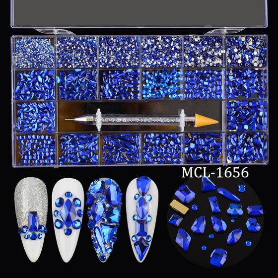 Wholesale Crystal Nail Art Decoration Flatback Rhinestones Blue Diamond Nails In Bulk